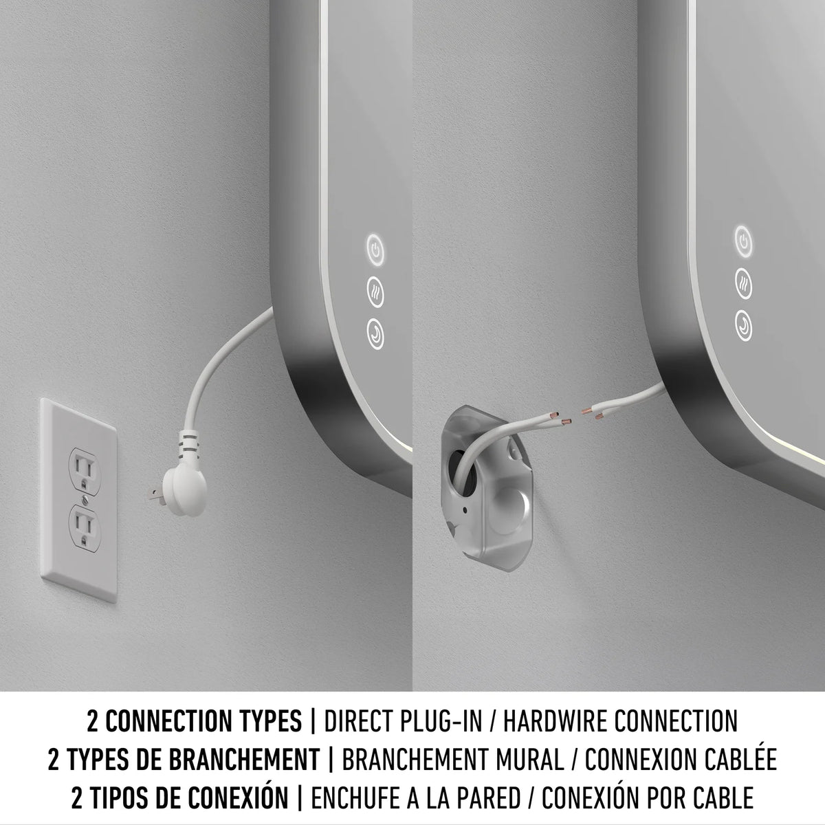 Espejo LED regulable Royce, 3 TCC